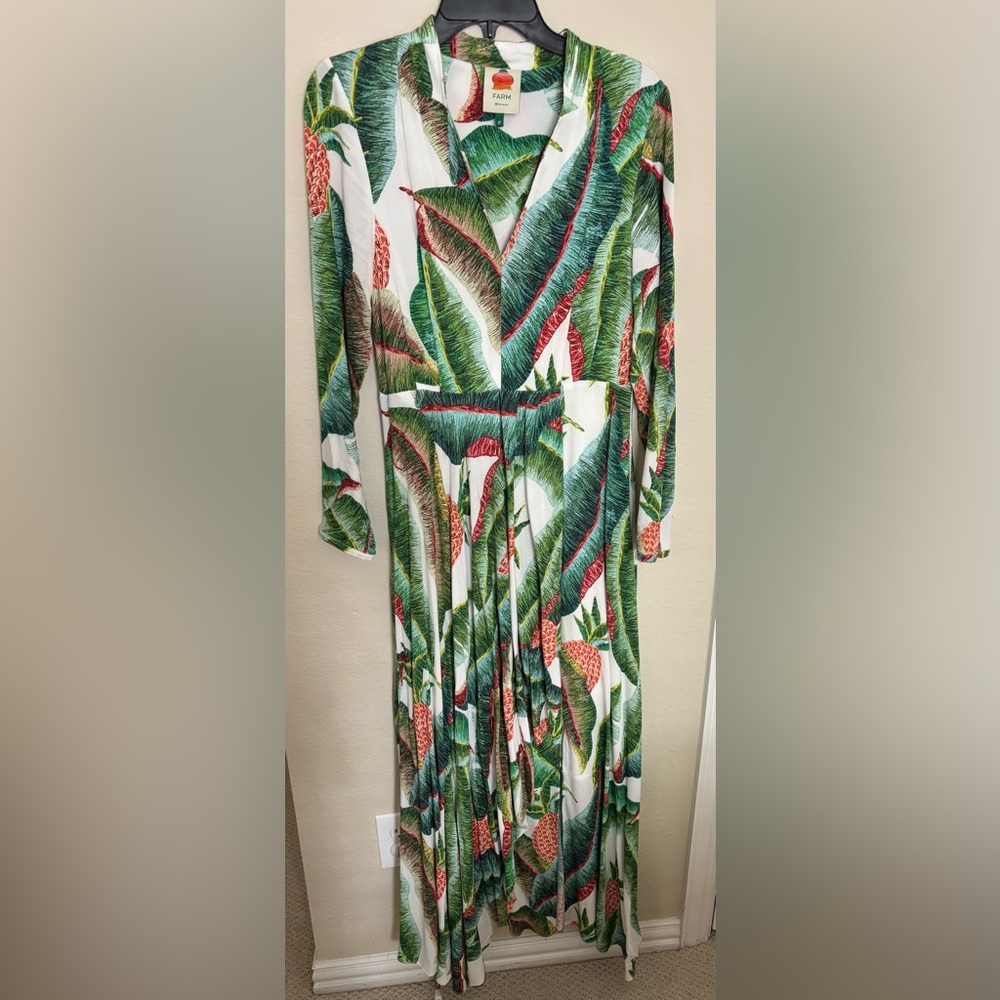 FARM Rio Tropical Print Long Sleeve Sundress Resort Wear